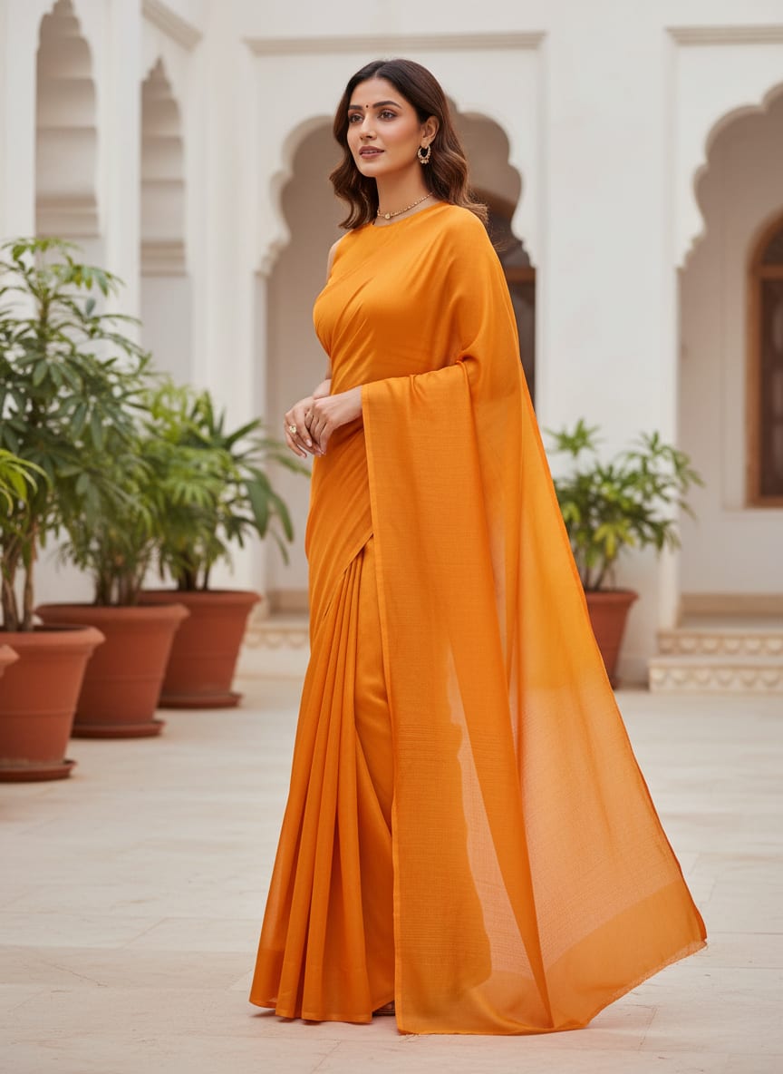 This fabric captures the warm, radiant glow of a sunset with its fluid drape.