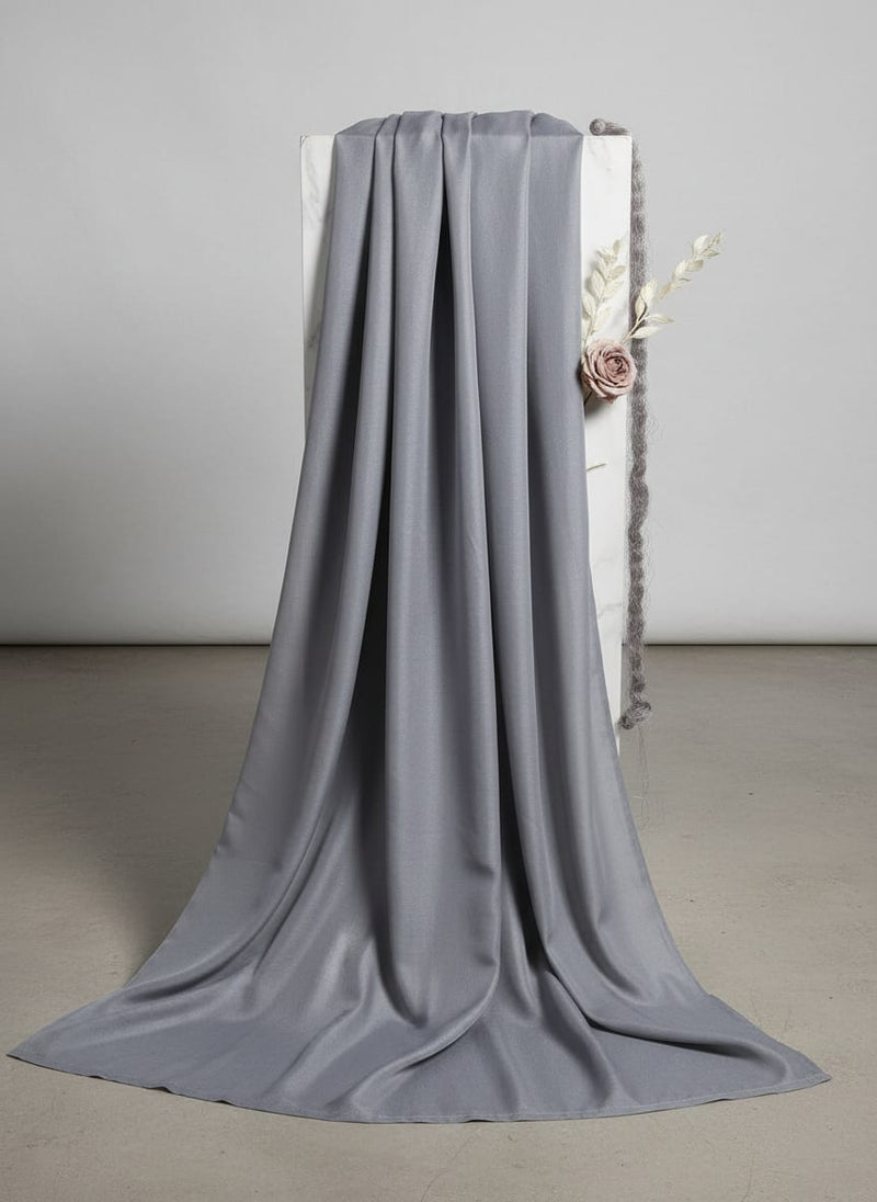 Grey Colour Upada Silk Plain Dyed Fabric
