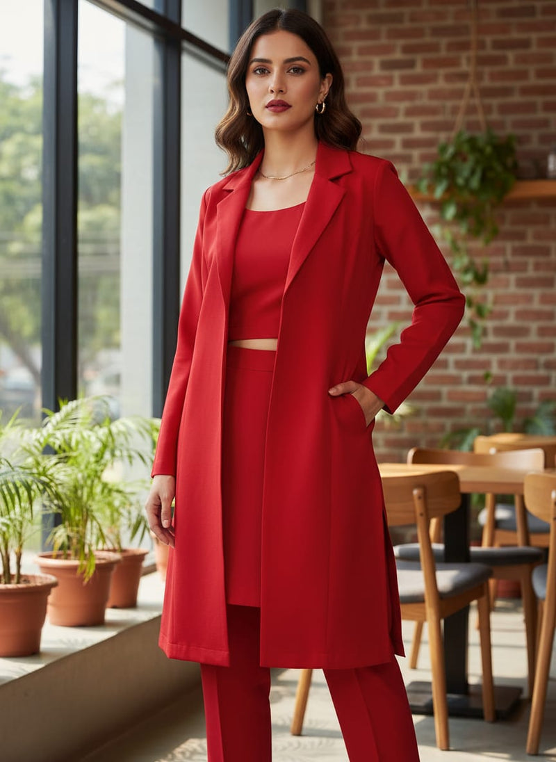 Red Colour Natural Crepe Plain Dyed Fabric