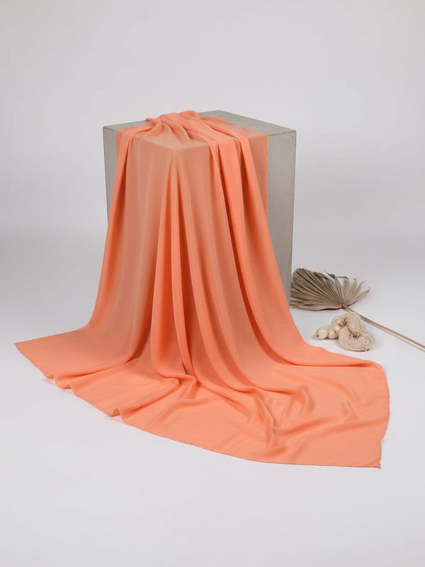 Dark Peach Colour Natural Crepe Plain Dyed Fabric