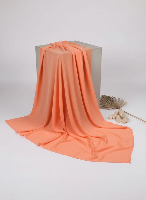 Dark Peach Colour Natural Crepe Plain Dyed Fabric - Fabric Editorial Studio Flatlay Lookbook - PLNC-0-PL1809-110