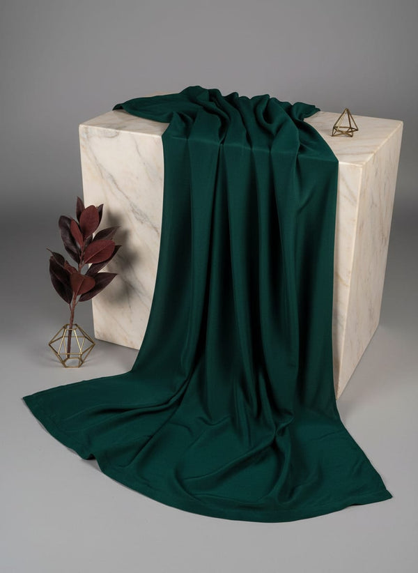 Bottal Green Colour Natural Crepe Plain Dyed Fabric - Fabric Editorial Studio Flatlay Lookbook - PLNC-0-PL1808-110