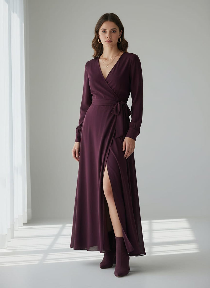 Wine Colour Natural Crepe Plain Dyed Fabric