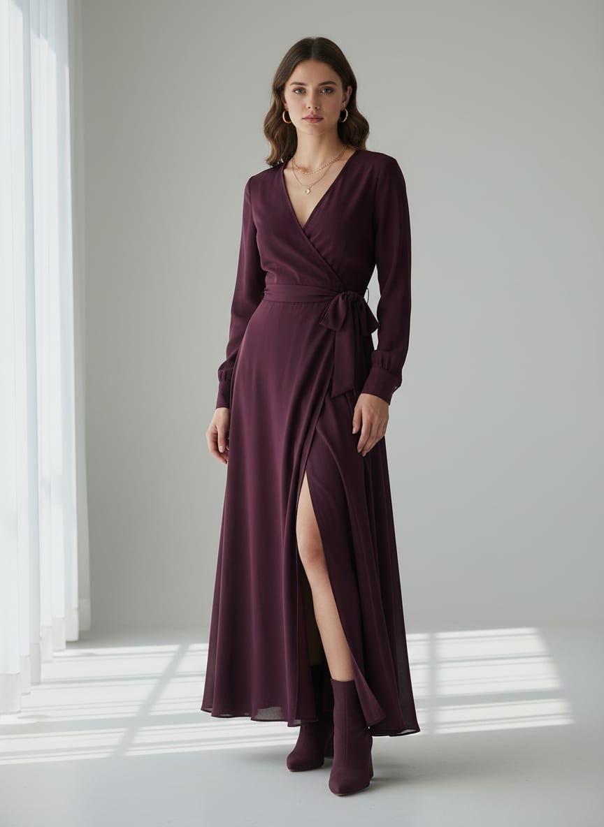 Wine Colour Natural Crepe Plain Dyed Fabric
