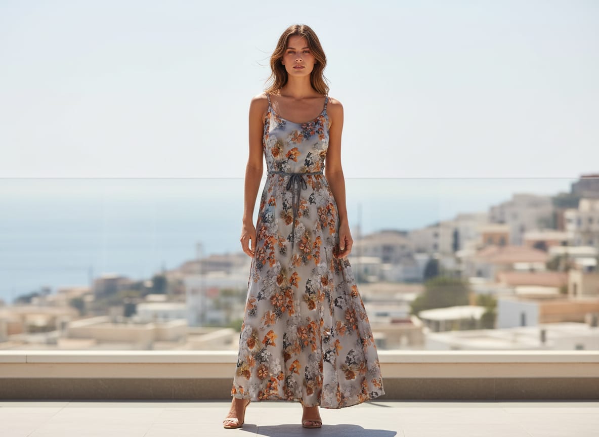 Decorative  Periwinkle Floral Flower With Gray Digital Printed Fabric - Japan Satin