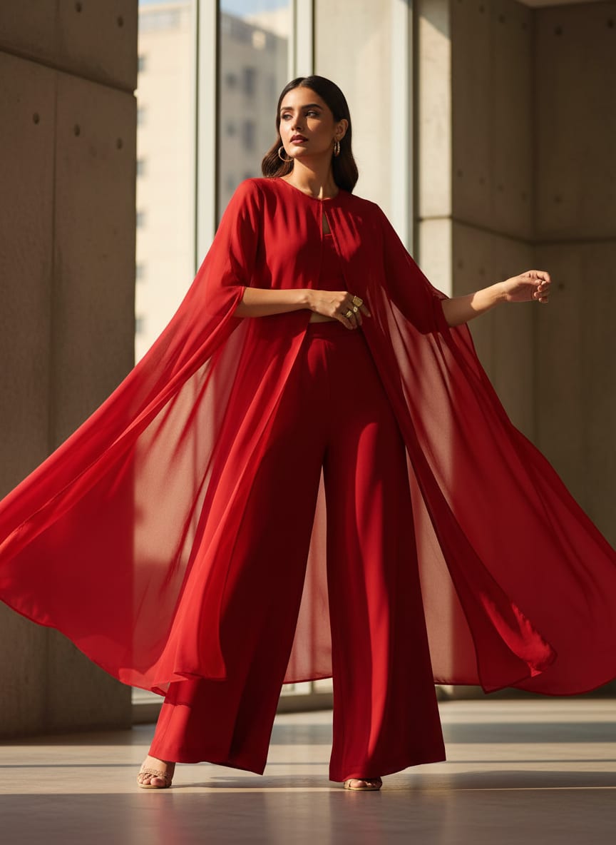 Red Colour Pure Organza Plain Dyed Fabric