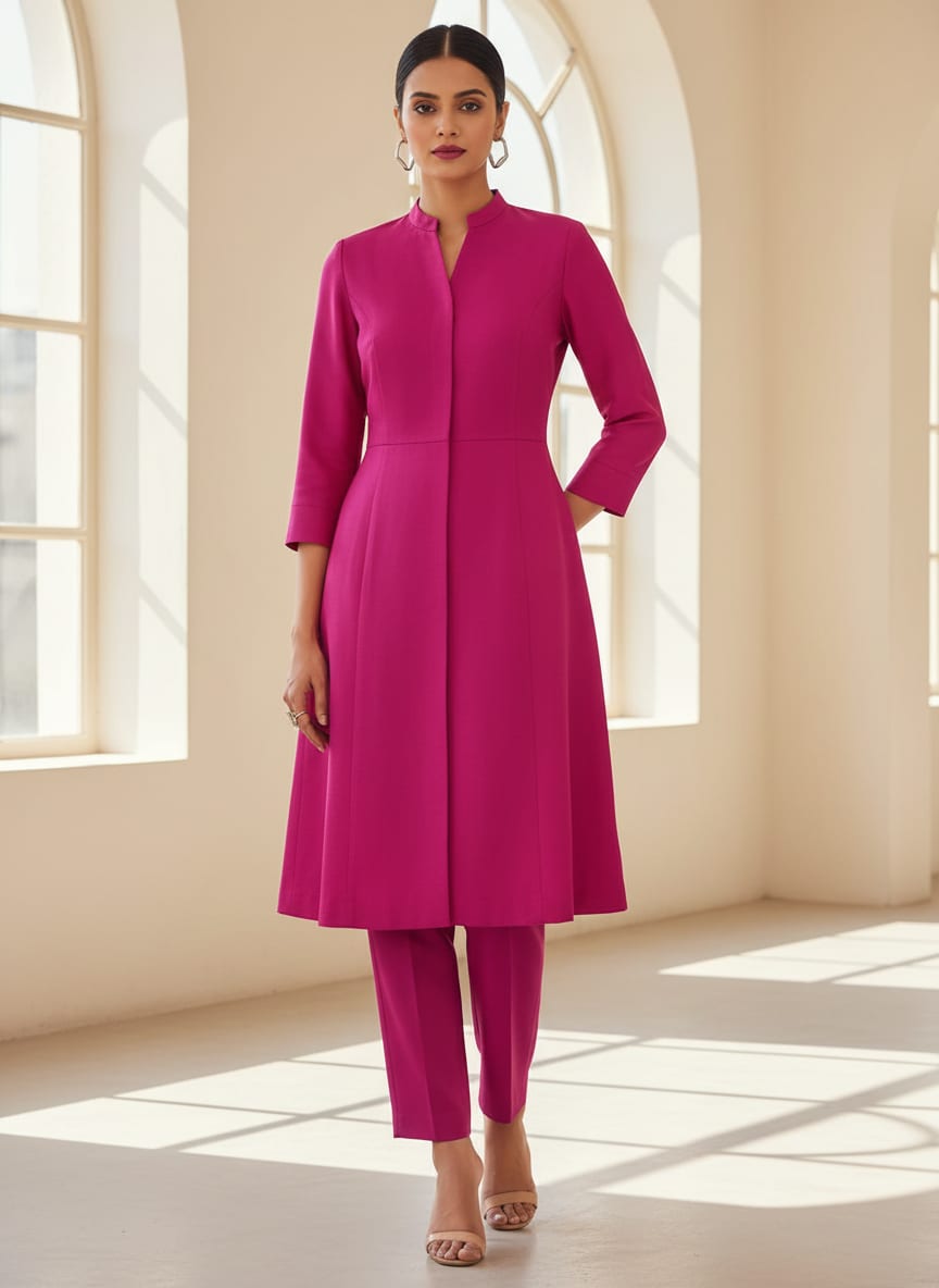 Pink Colour Natural Crepe Plain Dyed Fabric