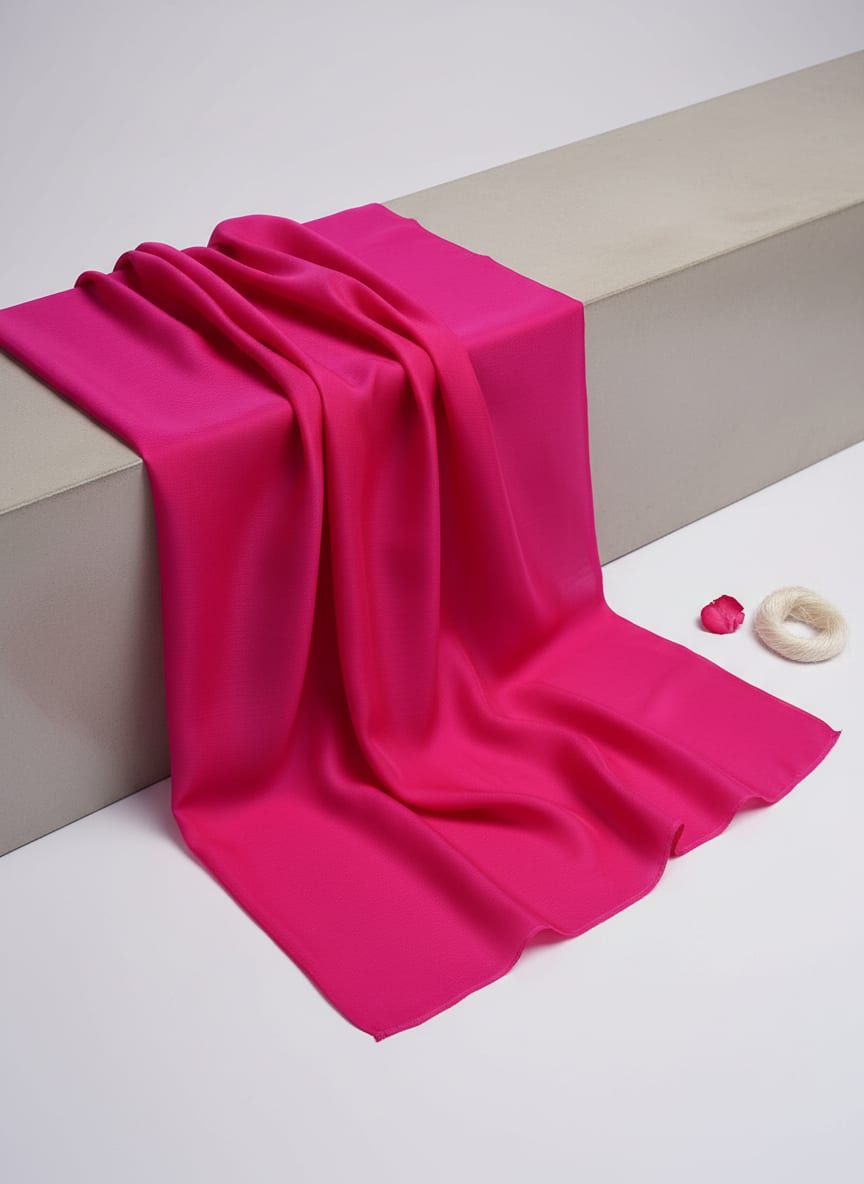 Pink Colour Natural Crepe Plain Dyed Fabric