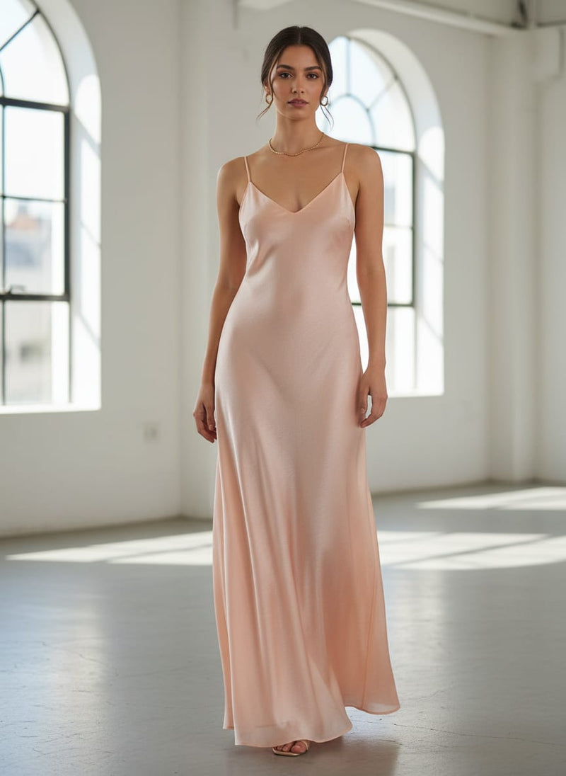 Peach Colour Upada Silk Plain Dyed Fabric