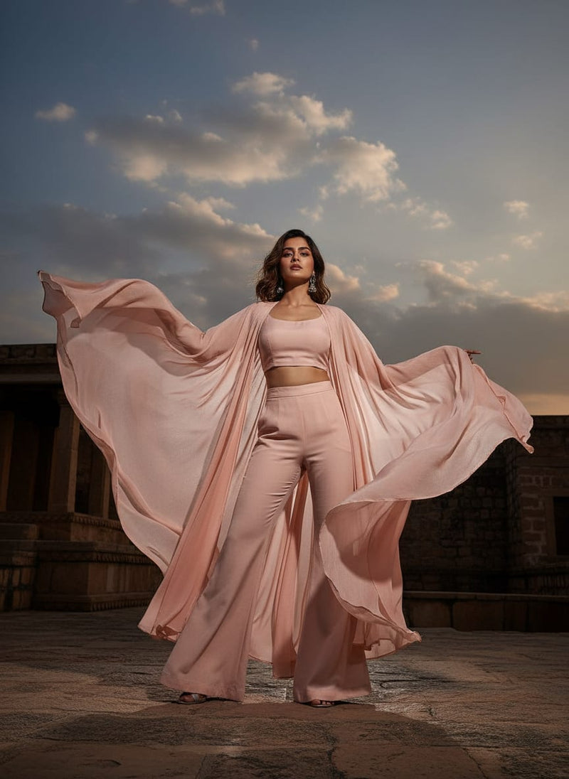 Peach Colour Upada Silk Plain Dyed Fabric