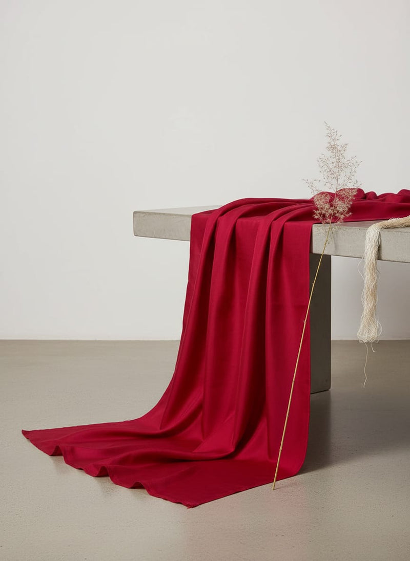 Red Colour Upada Silk Plain Dyed Fabric