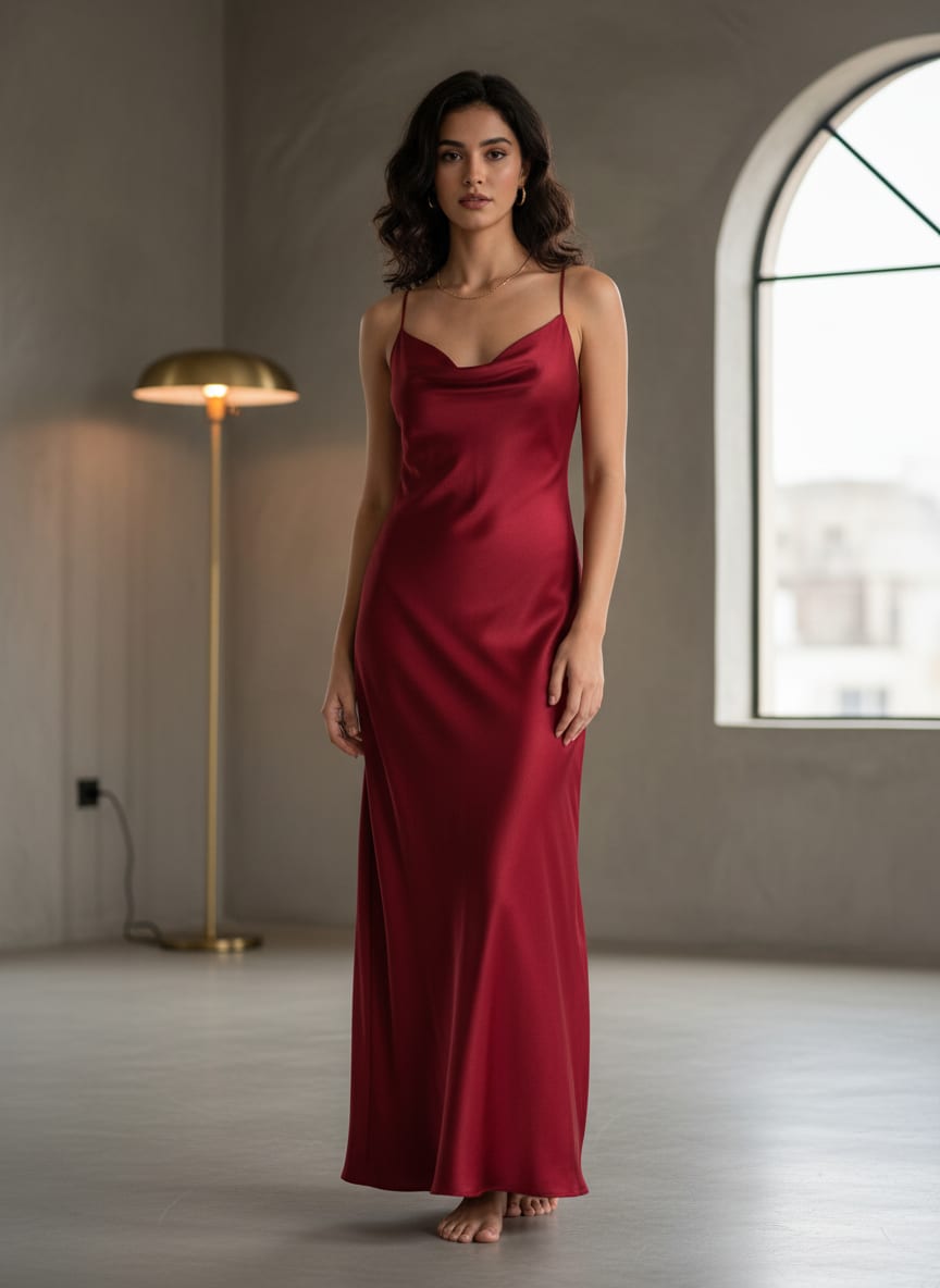 Experience the fluid grace and vibrant depth of this exceptionally soft, luminous fabric.