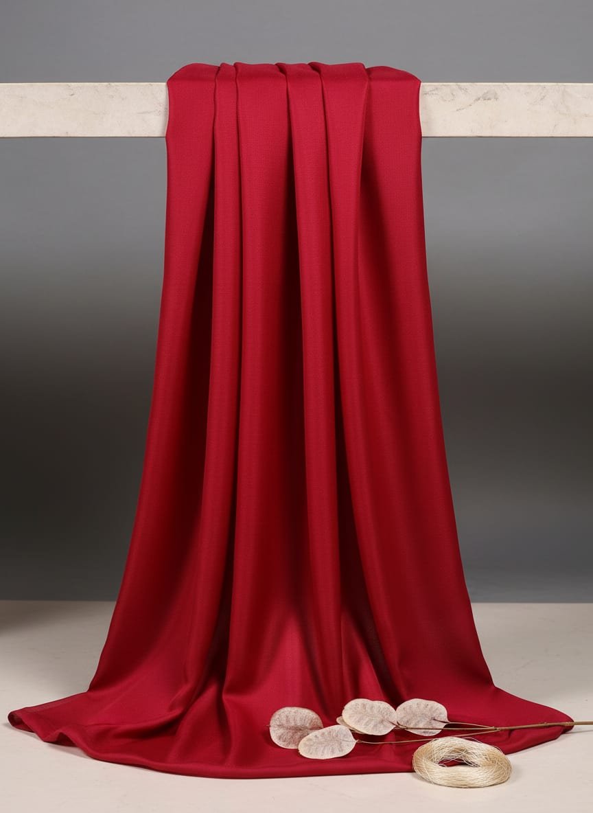 Red Upada Silk Plain Dyed Fabric