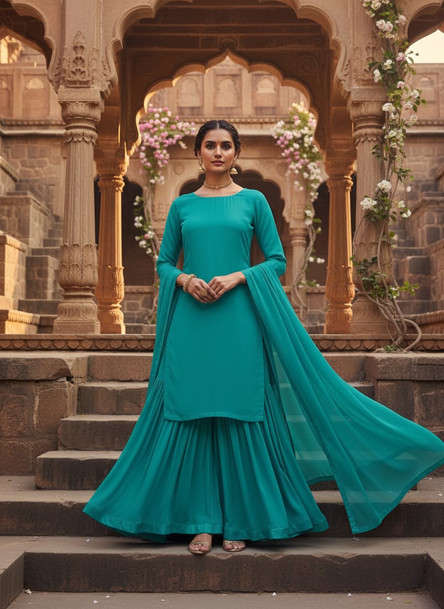 Rama Blue Colour Pure Chinon Plain Dyed Fabric