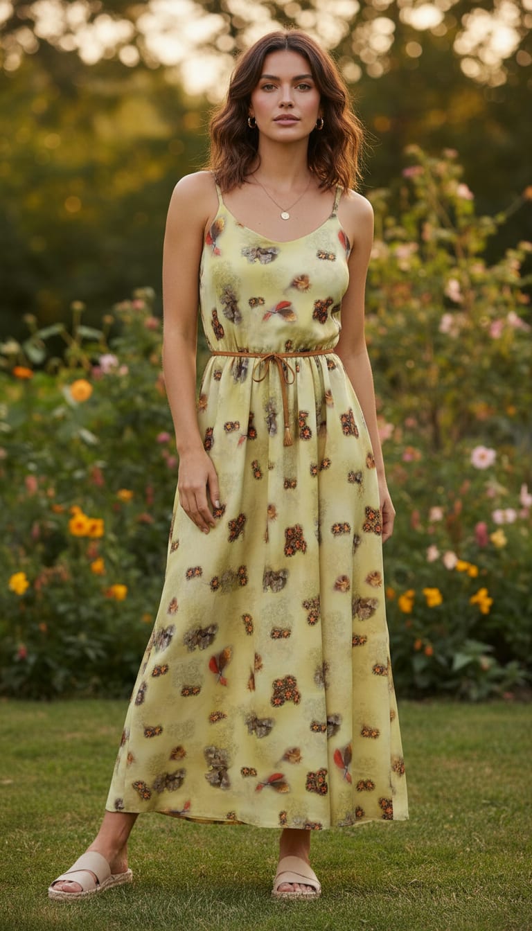 Golden Leaves With Black Sunflower Digital Printed Fabric - Japan Satin