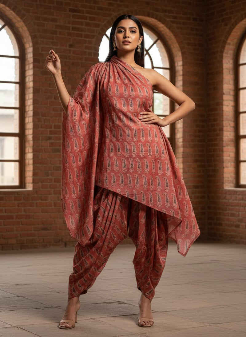 Red Paisley Digital Printed Fabric - Pure Cotton