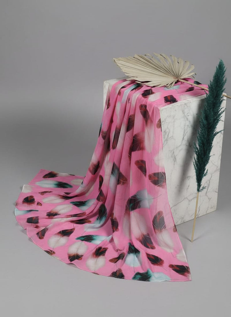Decorative Pink Feather  Digital Printed Fabric - Weightless