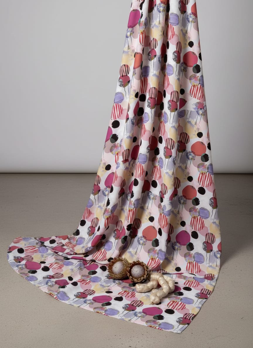 Colourful Bubble Stone Circle Digital Printed Fabric - Weightless