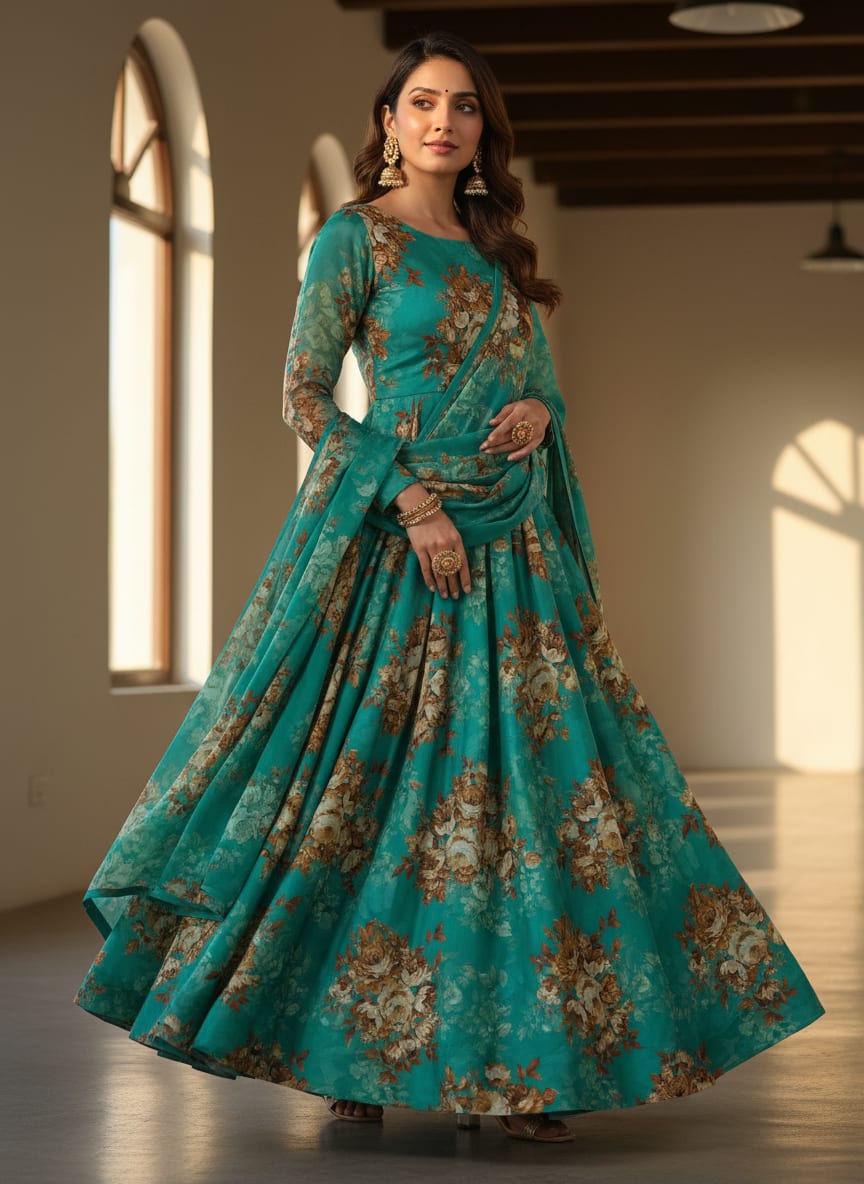 Where Golden Florals Meet a Teal Sea
