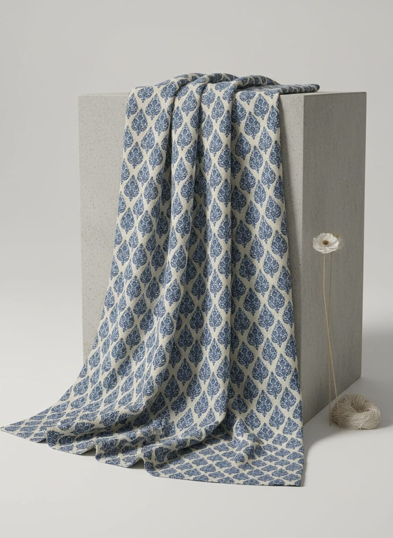 Decorative Repeat Leaves Digital Printed Fabric - Pure Cotton