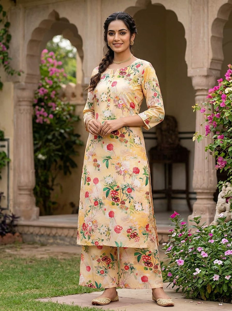 Multicolor Botanical Floral Garden Pure Cotton Digital Printed Fabric
