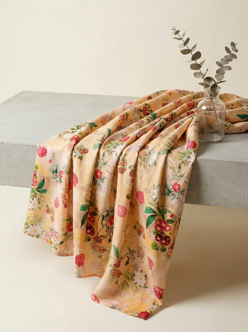Multicolor Botanical Floral Garden Pure Cotton Digital Printed Fabric