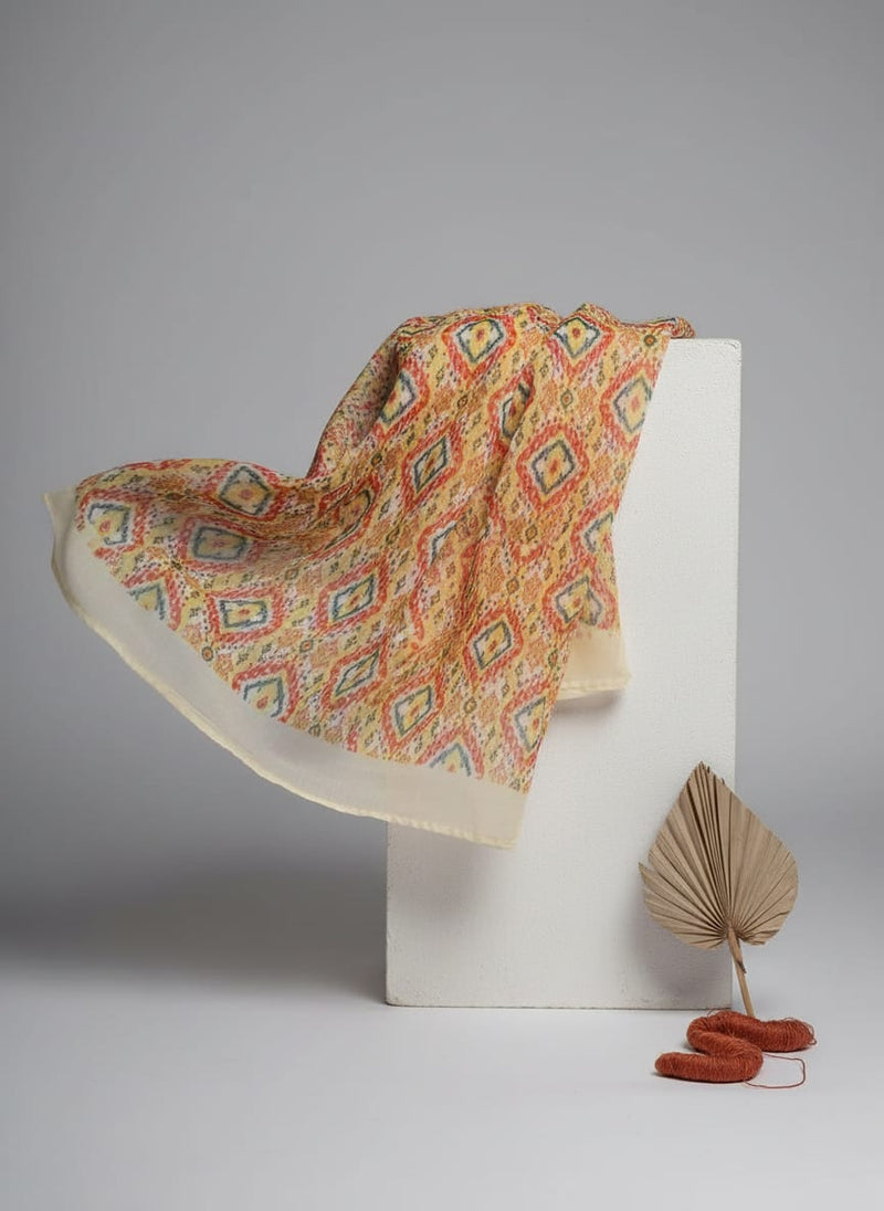 Multicolour Decorative Ikat Digital Printed Fabric - Weightless