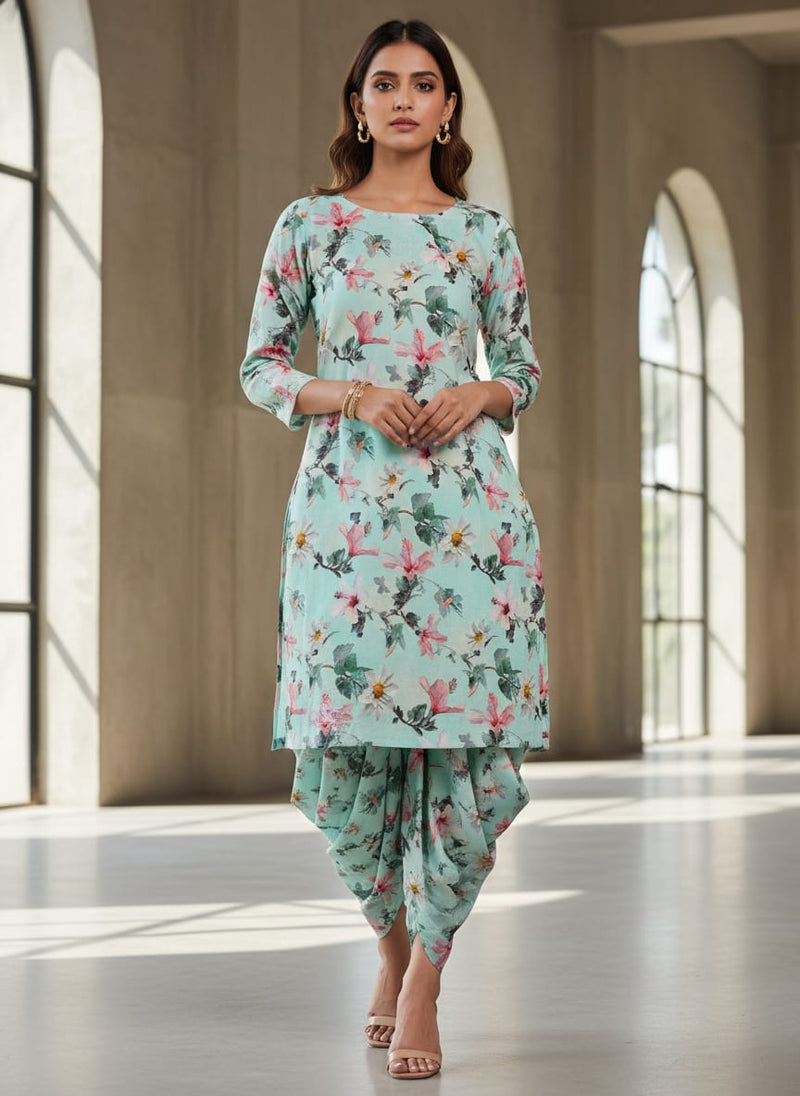 Beautiful Lily With White Daisy Flower Digital Printed Fabric - Pure Cotton