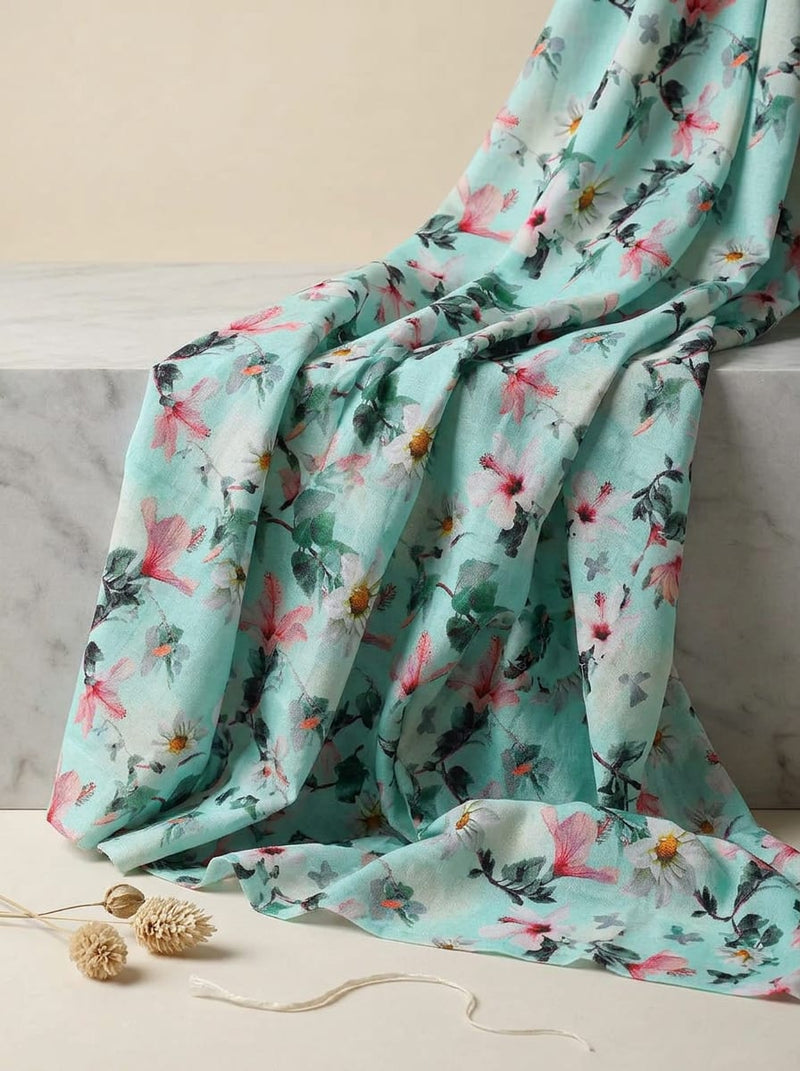 Multicolor Watercolor Floral Garden Pure Cotton Digital Printed Fabric