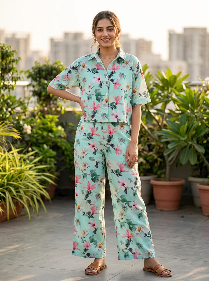 Multicolor Watercolor Floral Garden Pure Cotton Digital Printed Fabric