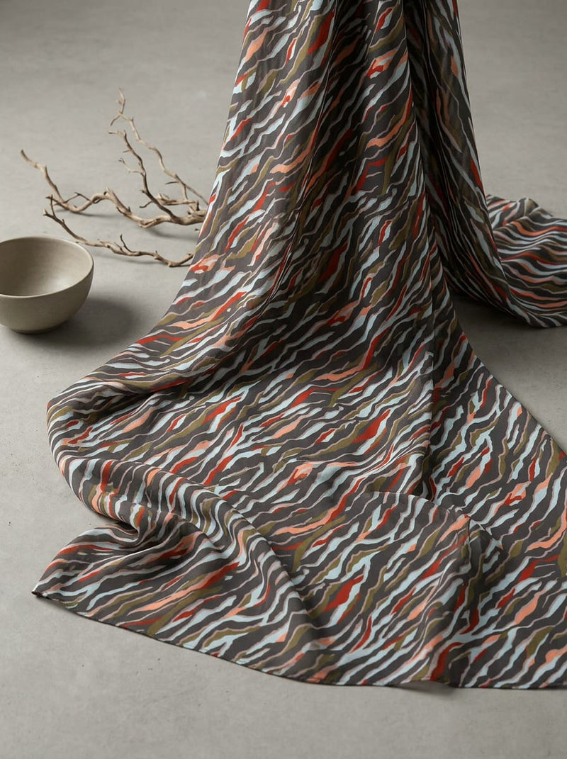 Multicolor Abstract Animal Stripe Pure Georgette Digital Printed Fabric