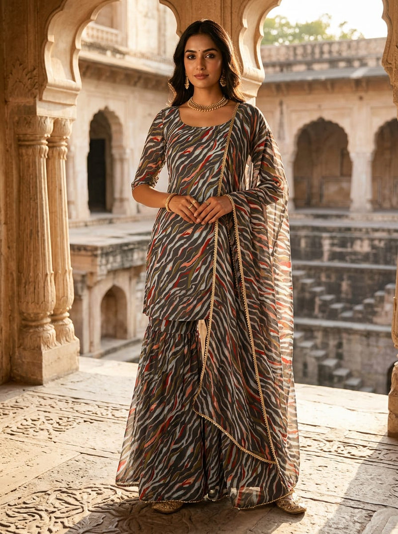 Multicolor Abstract Animal Stripe Pure Georgette Digital Printed Fabric