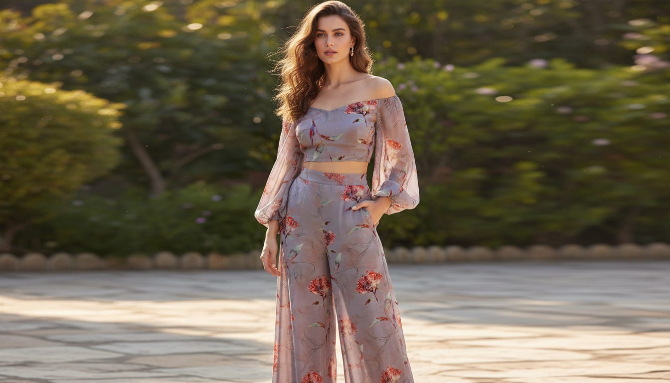 Ixora Flower With Leaves Digital Printed Fabric - Pure Georgette