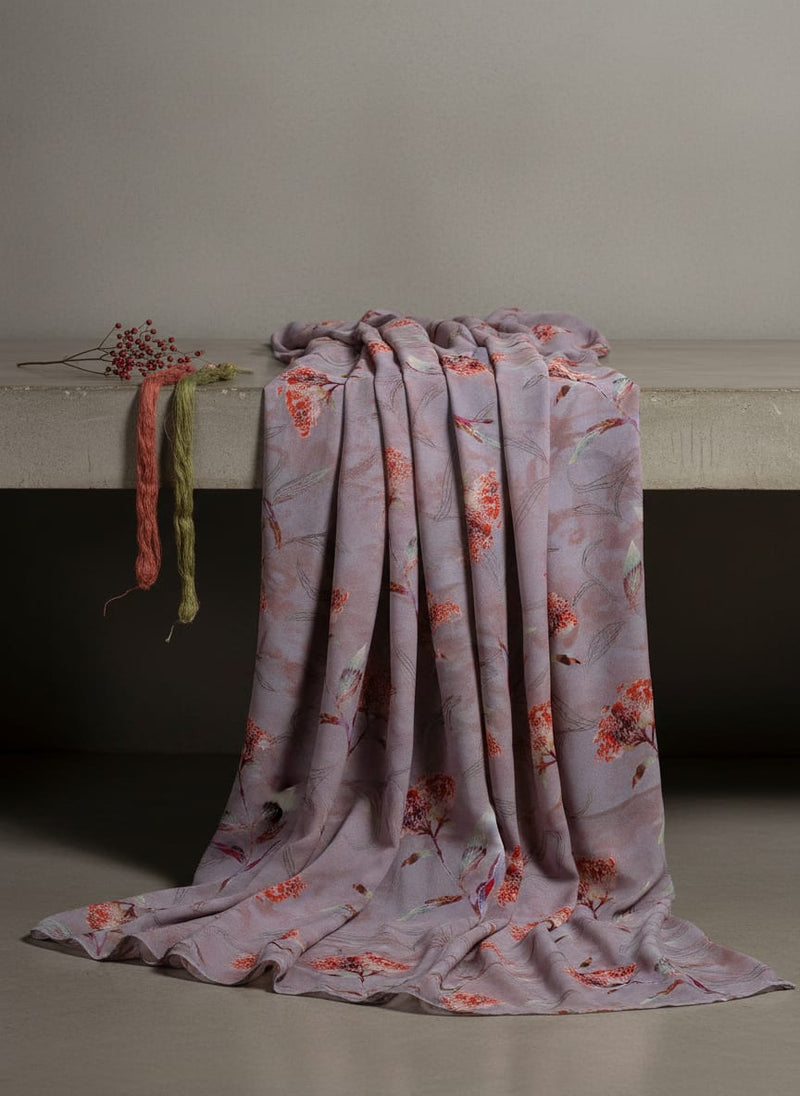 Ixora Flower With Leaves Digital Printed Fabric - Pure Georgette