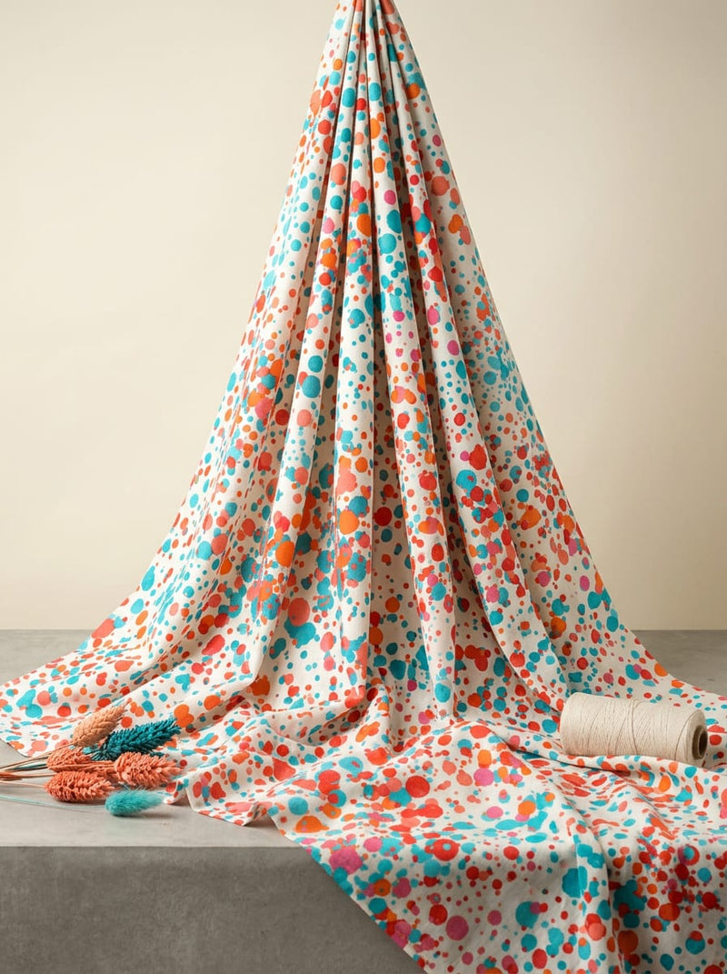 Multicolor Abstract Colorful Paint Splatter Pure Cotton Digital Printed Fabric
