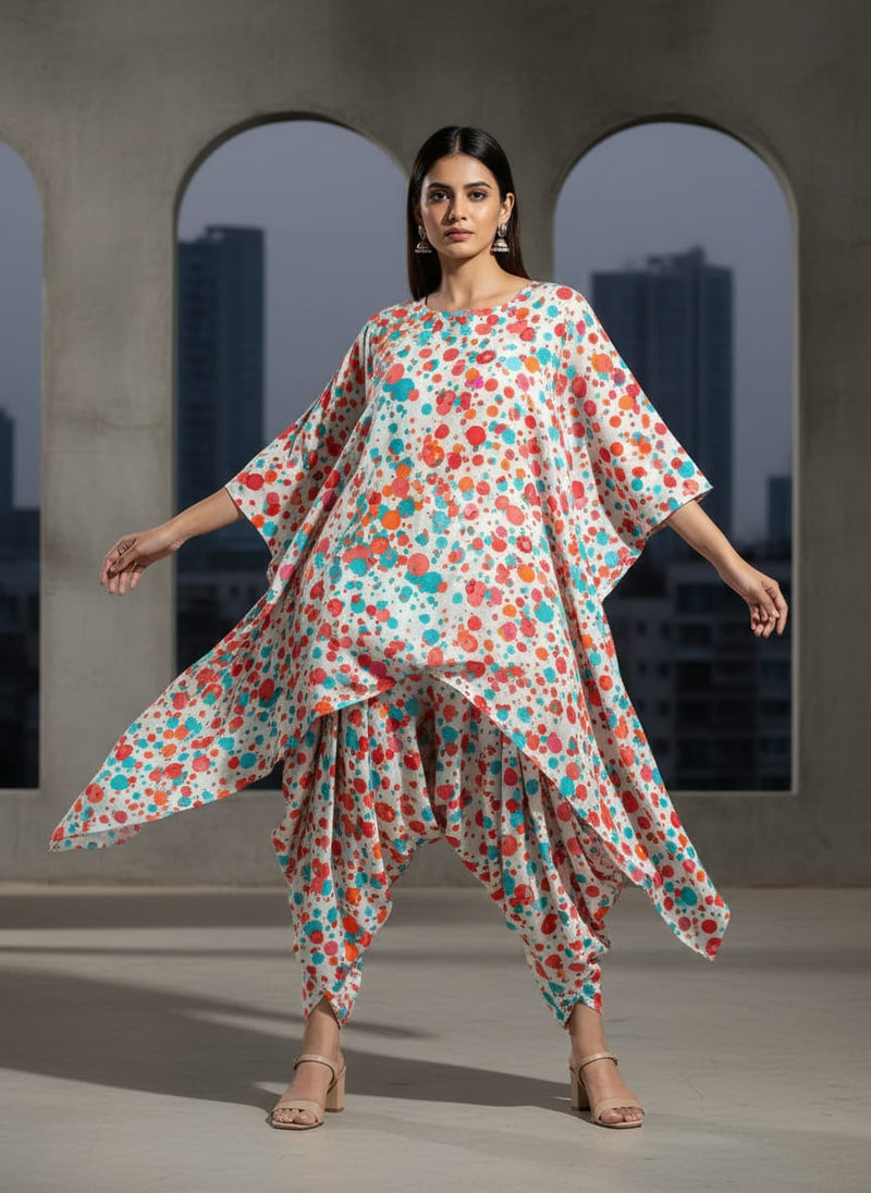 Spread Colour Of Rainbow Spot Digital Printed Fabric - Pure Cotton