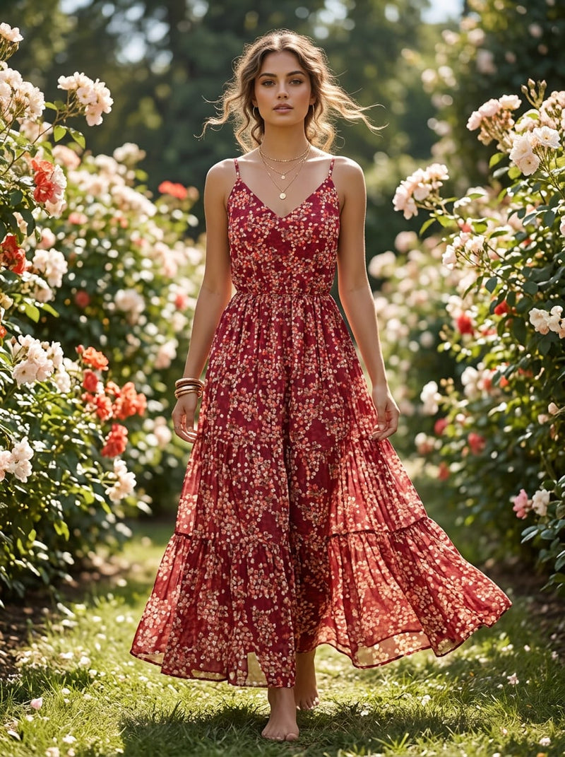 Maroon Small Floral Bloom Pure Georgette Digital Printed Fabric