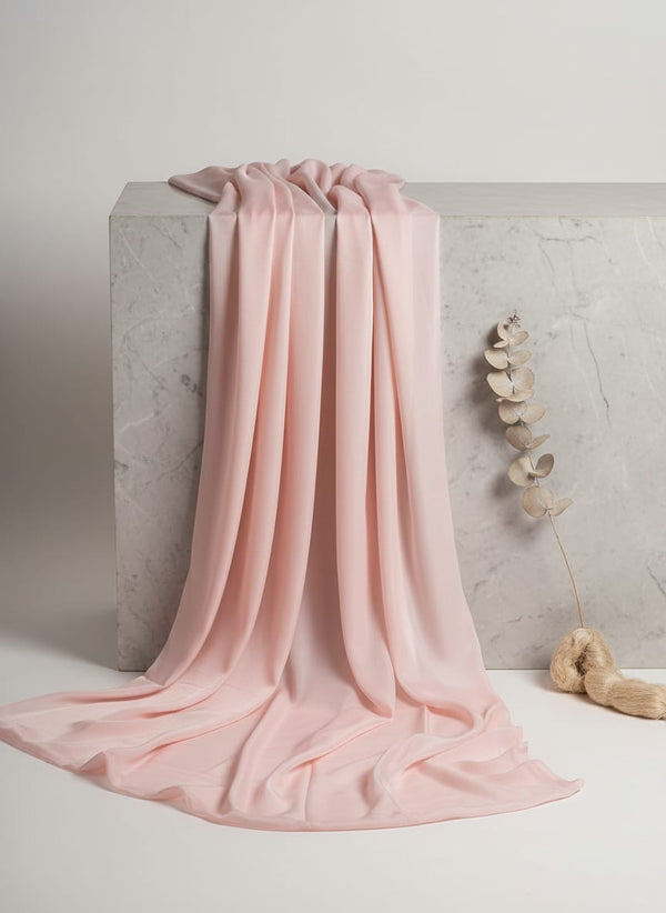 Peach Color Pure Chinon Plain Dyed Fabric - Fabric Editorial Studio Flatlay Lookbook - PLPC-0-PL2025-108