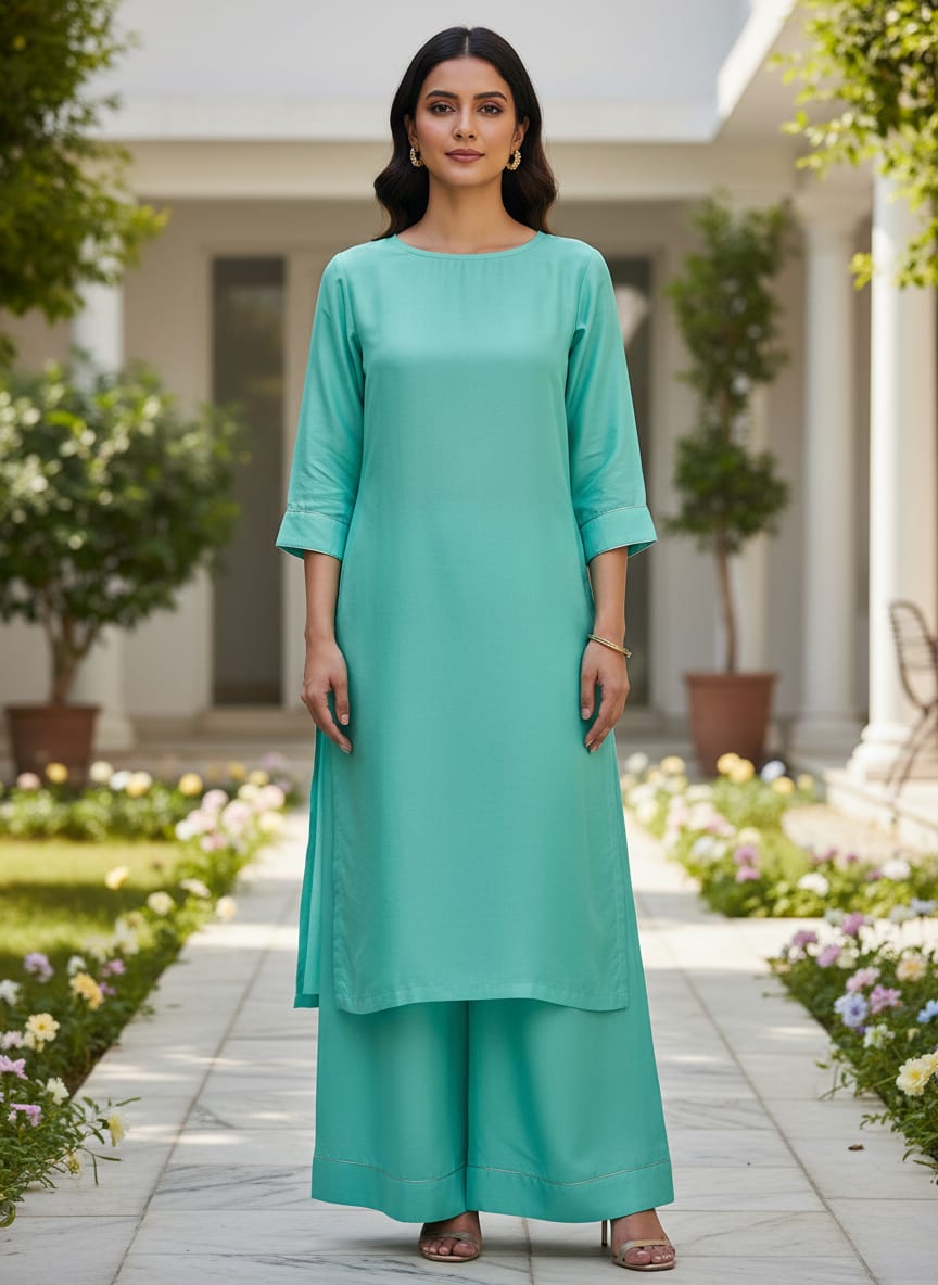 Pastel Blue Colour Natural Crepe Plain Dyed Fabric