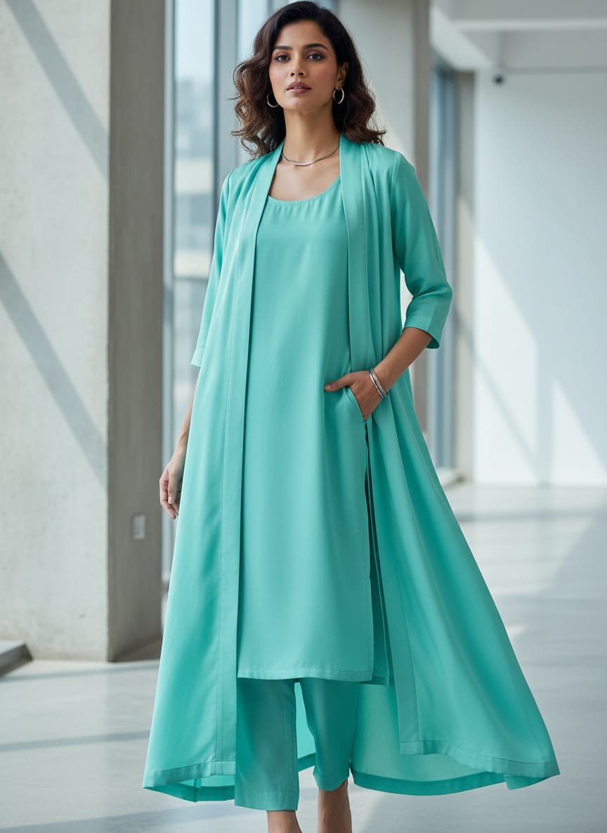 Pastel Blue Colour Natural Crepe Plain Dyed Fabric