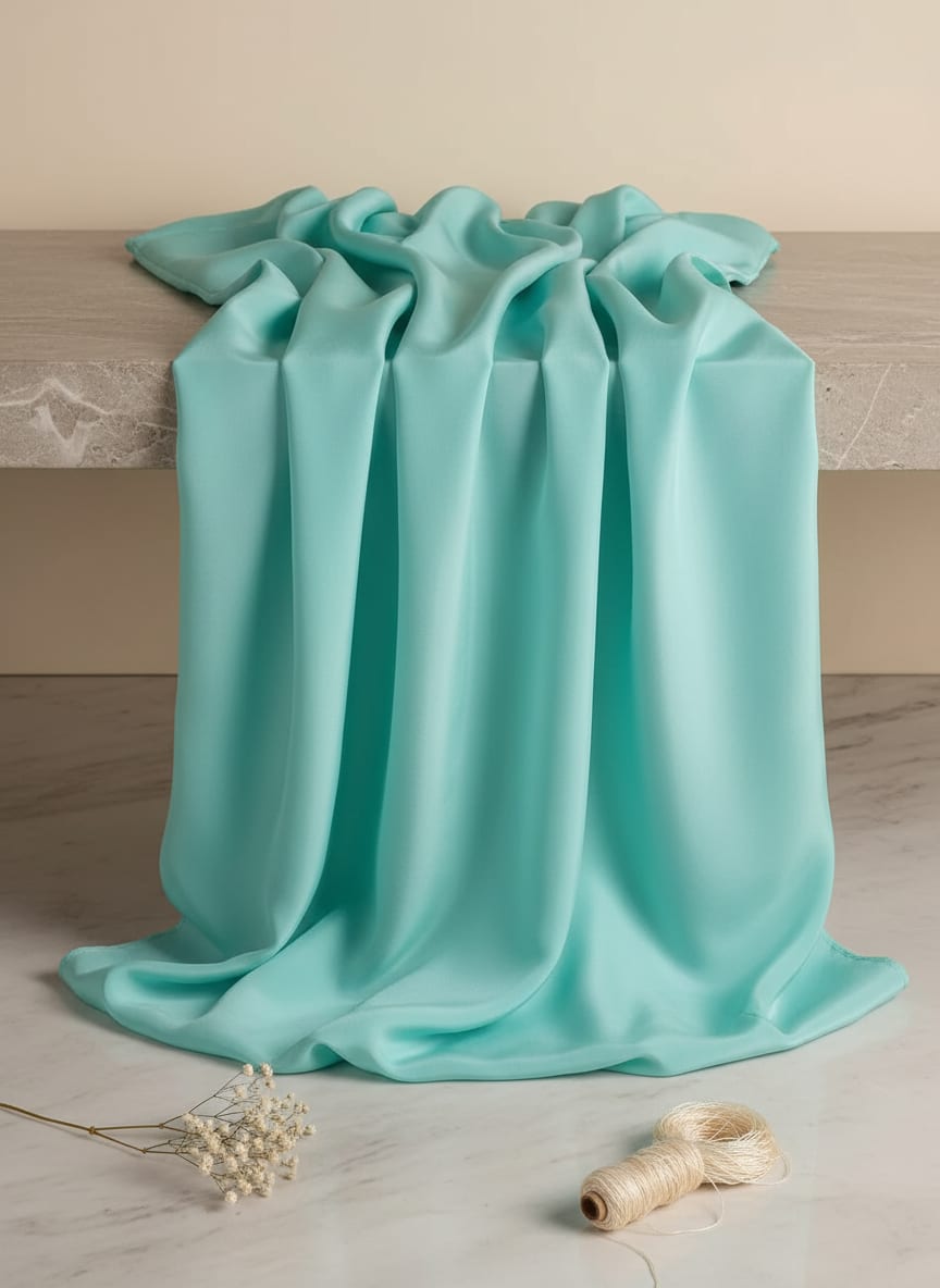 Pastel Blue Colour Natural Crepe Plain Dyed Fabric