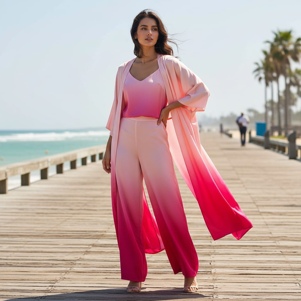 Beautiful Three Colour Gradients Digital Printed Fabric - Japan Satin