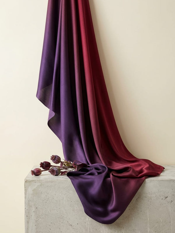 Multicolor Purple and Red Ombre Gradient Japan Satin Digital Printed Fabric