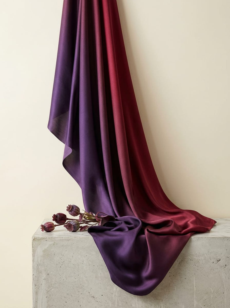 Multicolor Purple and Red Ombre Gradient Japan Satin Digital Printed Fabric