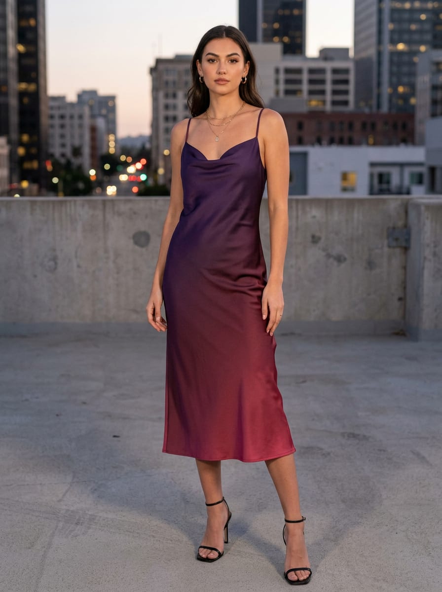 Multicolor Purple and Red Ombre Gradient Japan Satin Digital Printed Fabric