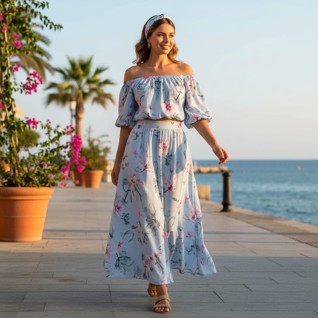 Blue Floral Digital Printed Fabric - Pure Cotton