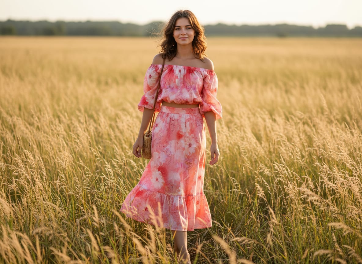 Beautiful Red Floral Digital Printed Fabric - Pure Cotton