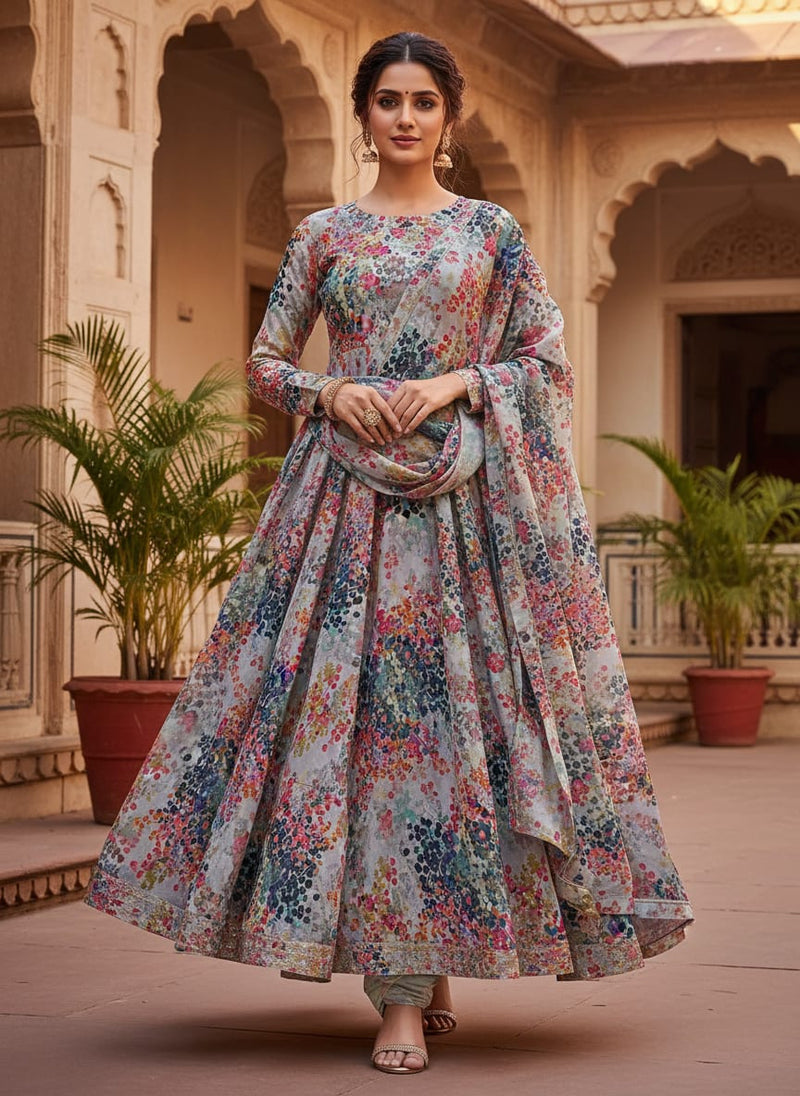 Painted Barries Digital Printed Fabric - Upada Silk