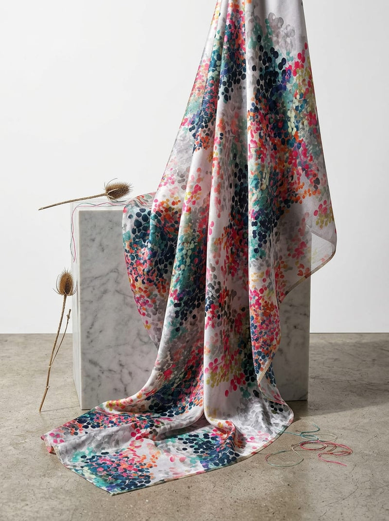Multicolor Abstract Berry Clusters Upada Silk Digital Printed Fabric