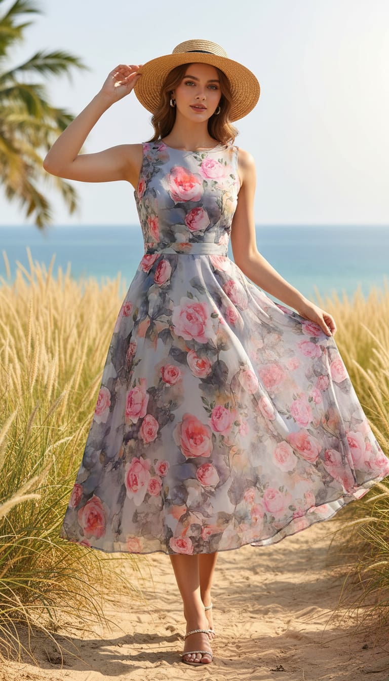 Pink And Peach Rose Allover Digital Printed Fabric - Pure Georgette